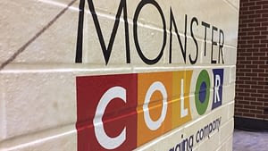 Monster color brick wall logo