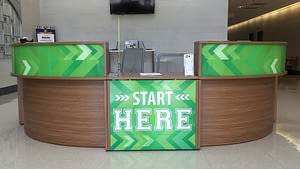 Start Here Front Desk Graphic