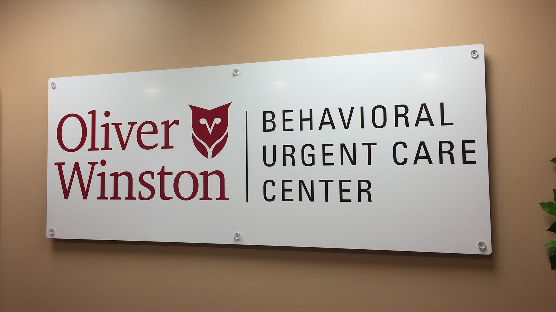 Oliver Winston Behavioral urgent care center door sign
