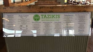 Tazikis restaurant menu