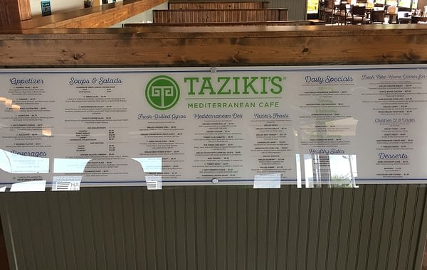 Tazikis restaurant menu